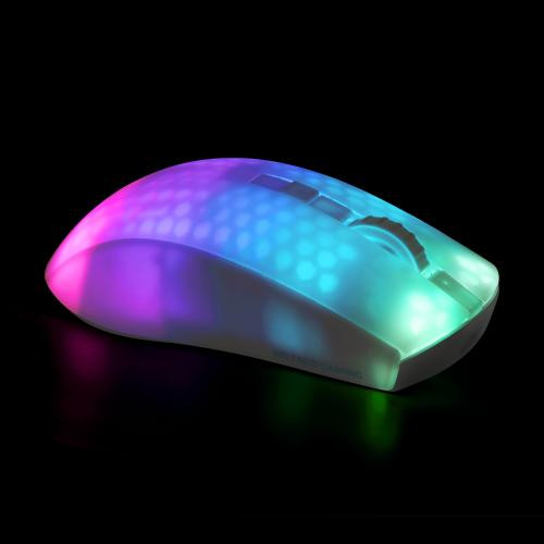 Wireless semi-transparent DELTACO GAMING mouse, WM89, RGB, lightweight, white / GAM-145-W