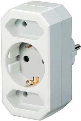 Socket outlet with 1x grounded CEE 7/4 and 2x IEC 60906-1 socket, 1xCEE 7/7 connection, pet protection Brennenstuhl white / GT-470