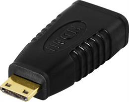 DELTACO HDMI adapter, mini HDMI male to HDMI female, 19 pin, gold plated / HDMI-18