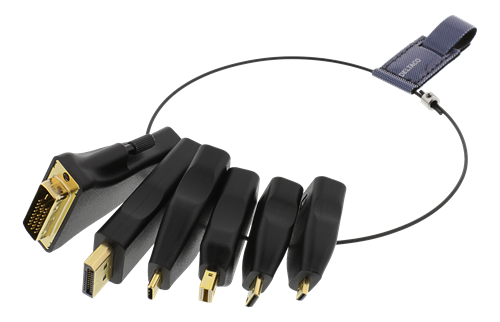 DELTACO OFFICE HDMI adapter ring, mDP, DP, USB-C, DVI, HDMI mini / micro, black  / HDMI-AR2
