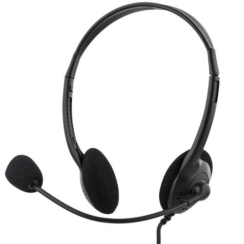 DELTACO headset, volume control on cable, 2m cable, 2x3,5mm, black / HL-2