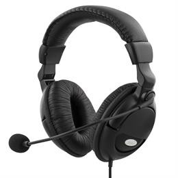 DELTACO headset with microphone, volume control on cable, 2x3.5mm, 2m cable, black / HL-9