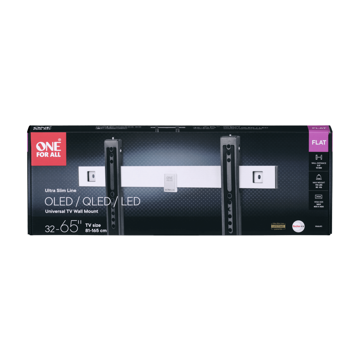 Universal TV Wall Mount ONE FOR ALL FLAT, ULTRA-SLIM, VESA 400, GLOBAL / WM6411