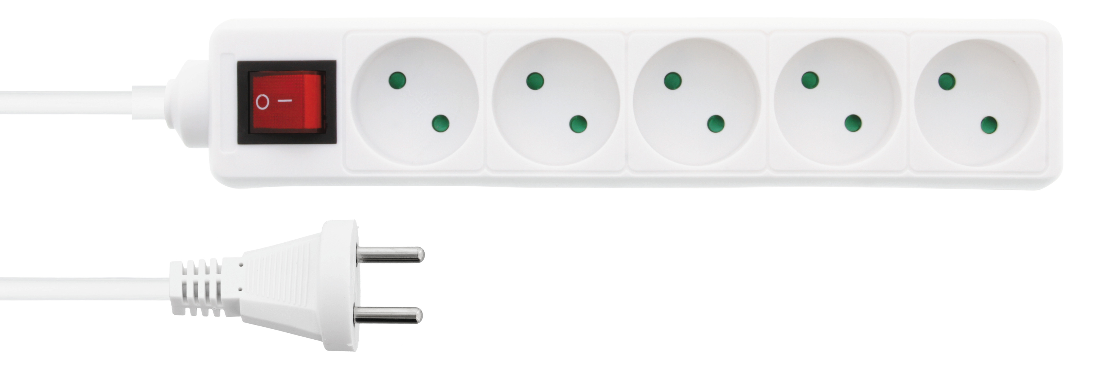 5-way socket Nordic Quality w/switch (D), 1m / 322124