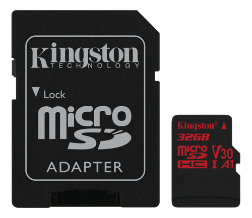 Kingston Canvas React microSDHC card, 32GB, incl. SD card adapter, black SDCR/32GB / KING-2609