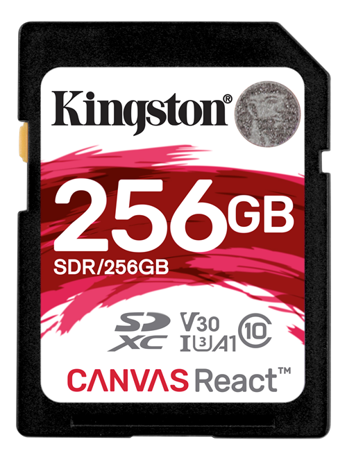 Kingston Canvas React SDXC Card, 256GB, CL10 UHS-I U3, Black SDR/256GB / KING-2614