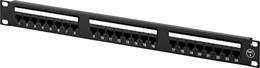 UTP patch panel, 24xRJ45, Cat6, Krone terminals, 1U, 19 ", metal, labels, black  / PAN-108