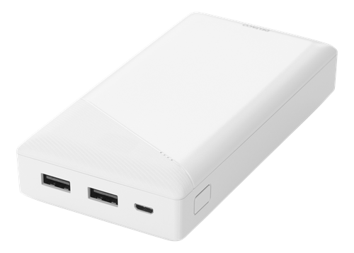 Powerbank DELTACO 20000 mAh, 2.1 A / 10.5 W, 74 Wh, 2x USB-A, white / PB-A1002