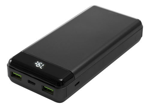 DELTACO Powerbank 20000 mAh, 3 A / 66 W, 74 Wh, 2x USB-A fast charge, 1x USB-C 60 W fast charge, black / PB-C1003