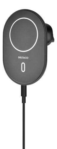 Wireless car charger DELTACO, magnet, for iPhone 12/13/14/15 and most phone / QI-1038
