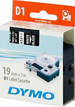 D1, brand tape, 19mm, white text on black tape, 7m - 45811 DYMO / S0720910
