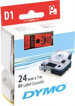  D1, brand tape, 24mm, black text on red tape, 7m - 53717 DYMO / S0720970