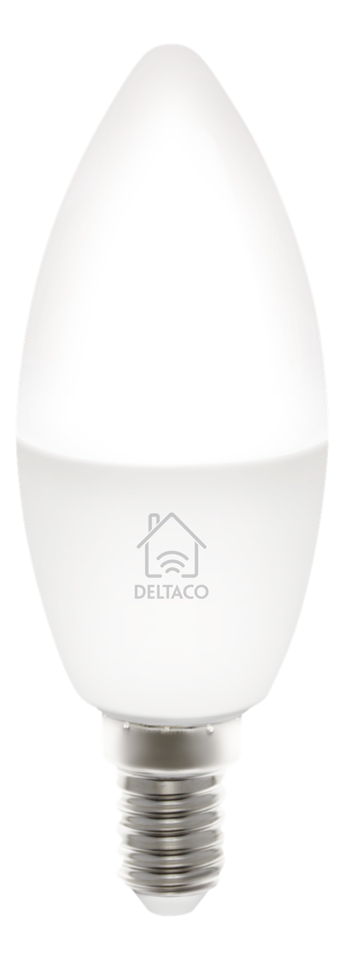 DELTACO SMART HOME LED lamp, E14, WiFI 2.4GHz, 5W, 470lm, dimmable, 2700K-6500K, 220-240V, white / SH-LE14W