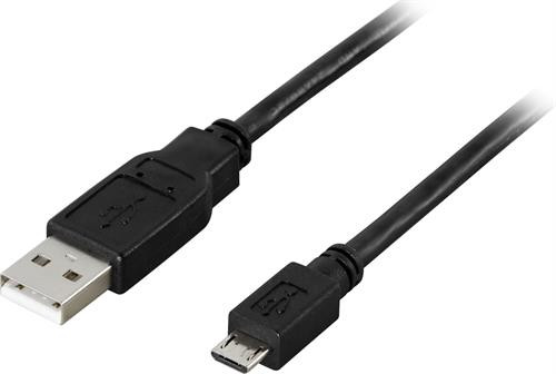 Cable DELTACO USB 2.0 "A-micro B", 1.0m, black / USB-301S