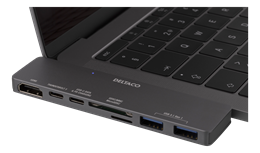 Dual USB-C dock for MacBook Pro 2016, Thunderbolt 3, 100W DELTACO silver / USBC-1290