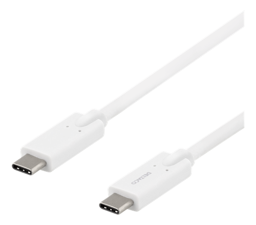 DELTACO USB-C - USB-C cable, 5Gbit/s, 5A, 2M, white / USBC-1504