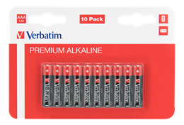 AAA Alkaline Batteries, 1.5V, 10pcs Verbatim black / V49874
