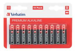 AA Alkaline batteries, 1.5V, 10-pack, black Verbatim / V49875