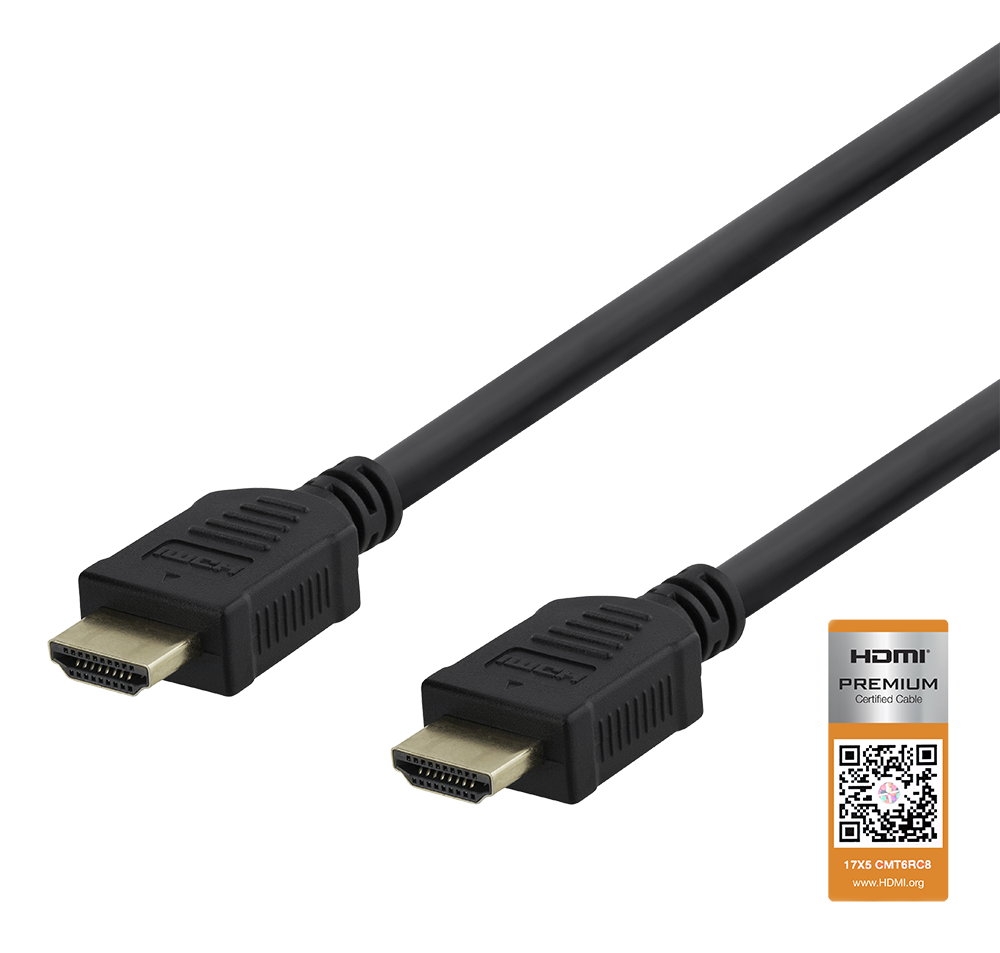 DELTACO Premium High Speed HDMI-кабель, 4K@60Hz, 0,5м, черный