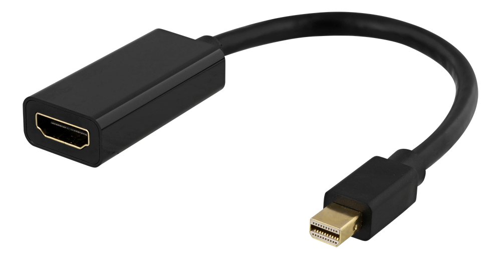 Переходник DELTACO Mini DisplayPort на HDMI, 4K@60Hz, 0,2м, Черный
