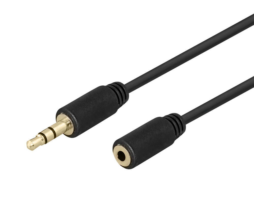 Audio cable DELTACO 3.5mm, gold-plated, 1m, black / MM-159-K / R00180011