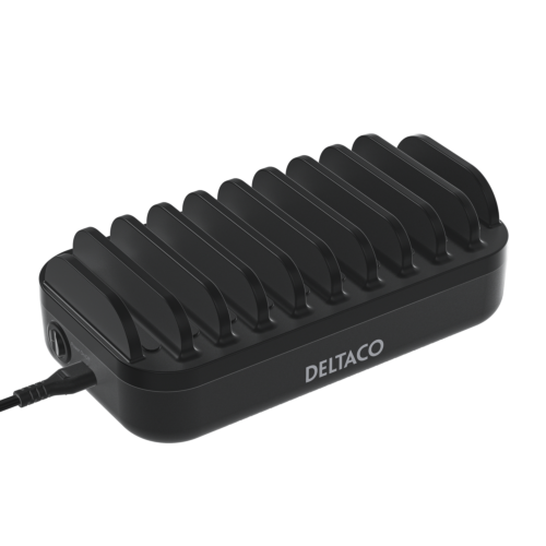 USB charging station 120 W DELTACO for 10 devices, 7x USB-A 2.4 A, 3x USB-C PD 20 W, black DPS-0204 / 1902131