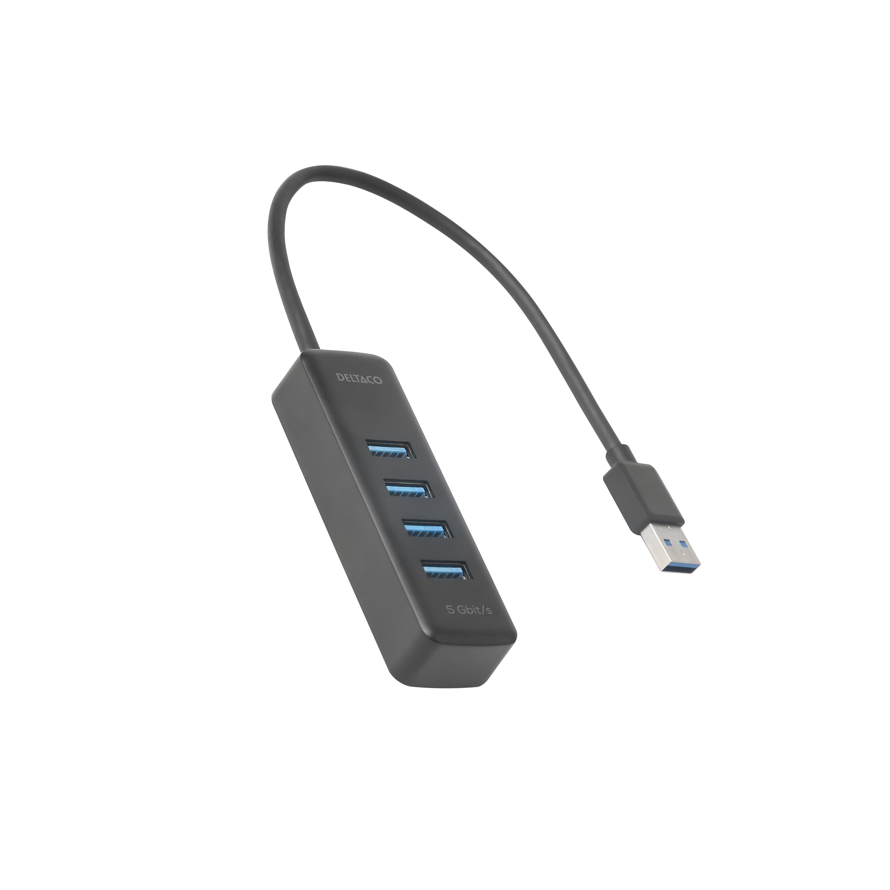 Концентратор USB-A, 5 Гбит/с, 4x USB-A, тонкий, черный