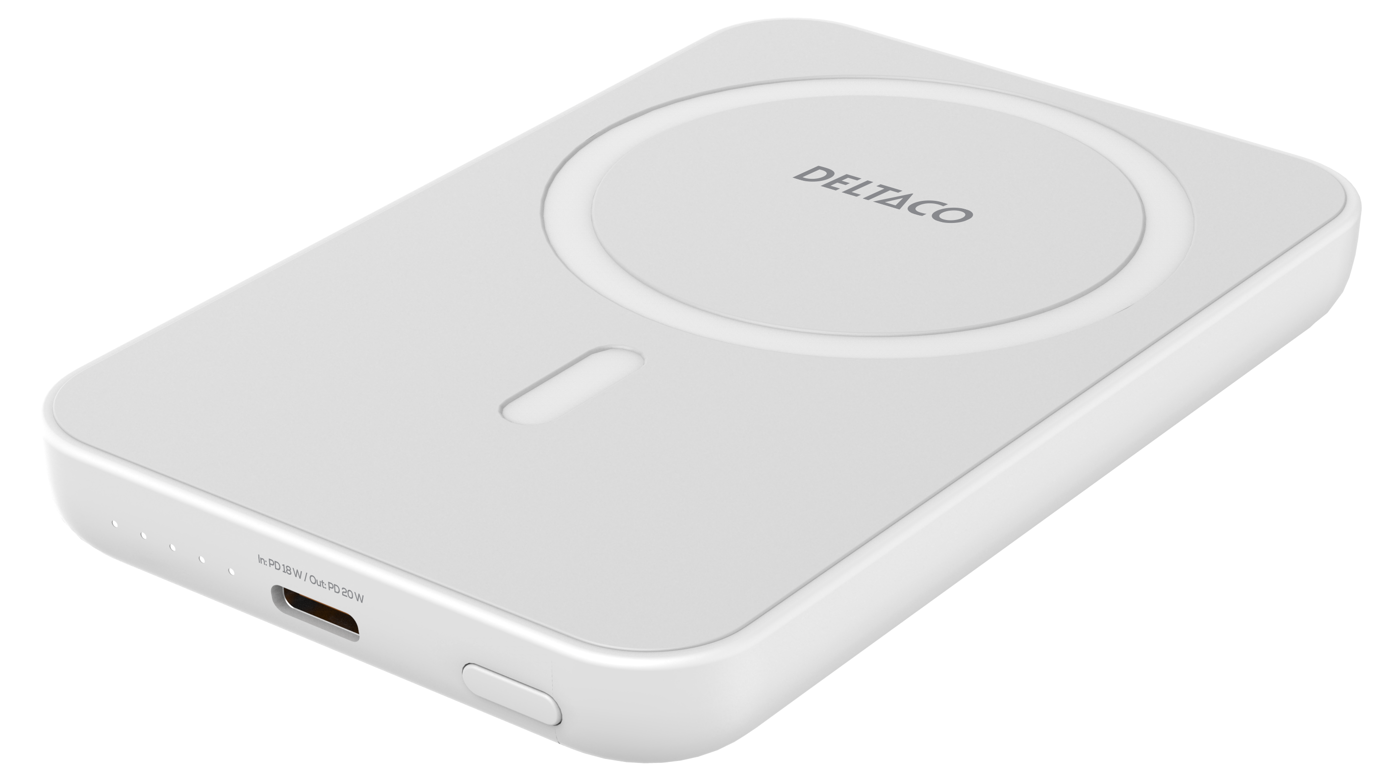 Power bank 5000 мАч, беспроводная зарядка, PD 20 Вт, магнит, белый