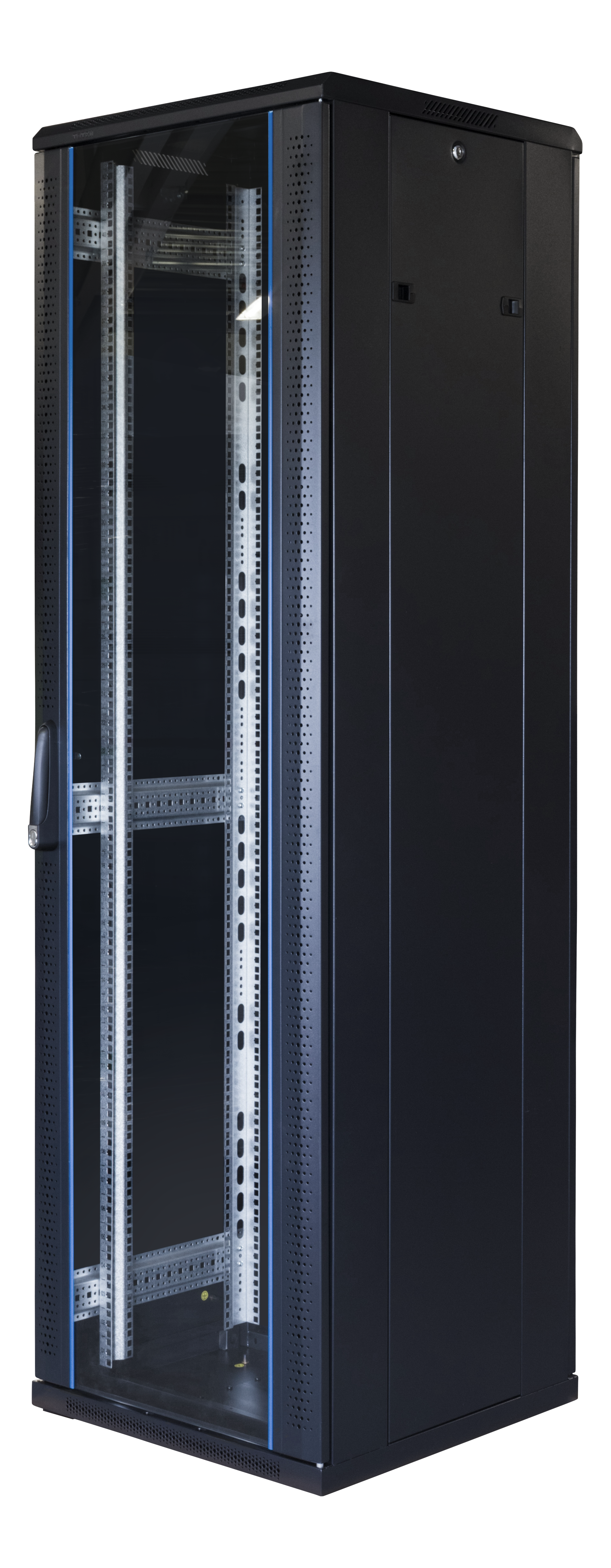 19" cabinet TOTEN, System G,  42U, 600x600, glass door, perforated rear door, 800kg load, black / G6.6642.9801 / 19-G6642GP