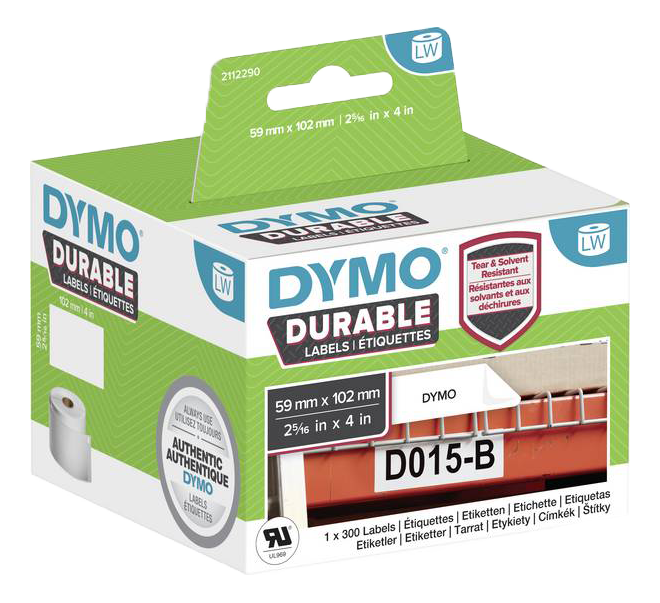 DYMO LabelWriter Durable 59 мм x 102 мм транспортная этикетка (белая) 1 рулон x