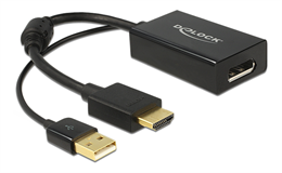 DeLOCK HDMI to DisplayPort adapter, 4K, HDMI 19 pin pin, DisplayPort 20 pin ho, black DP / 62667