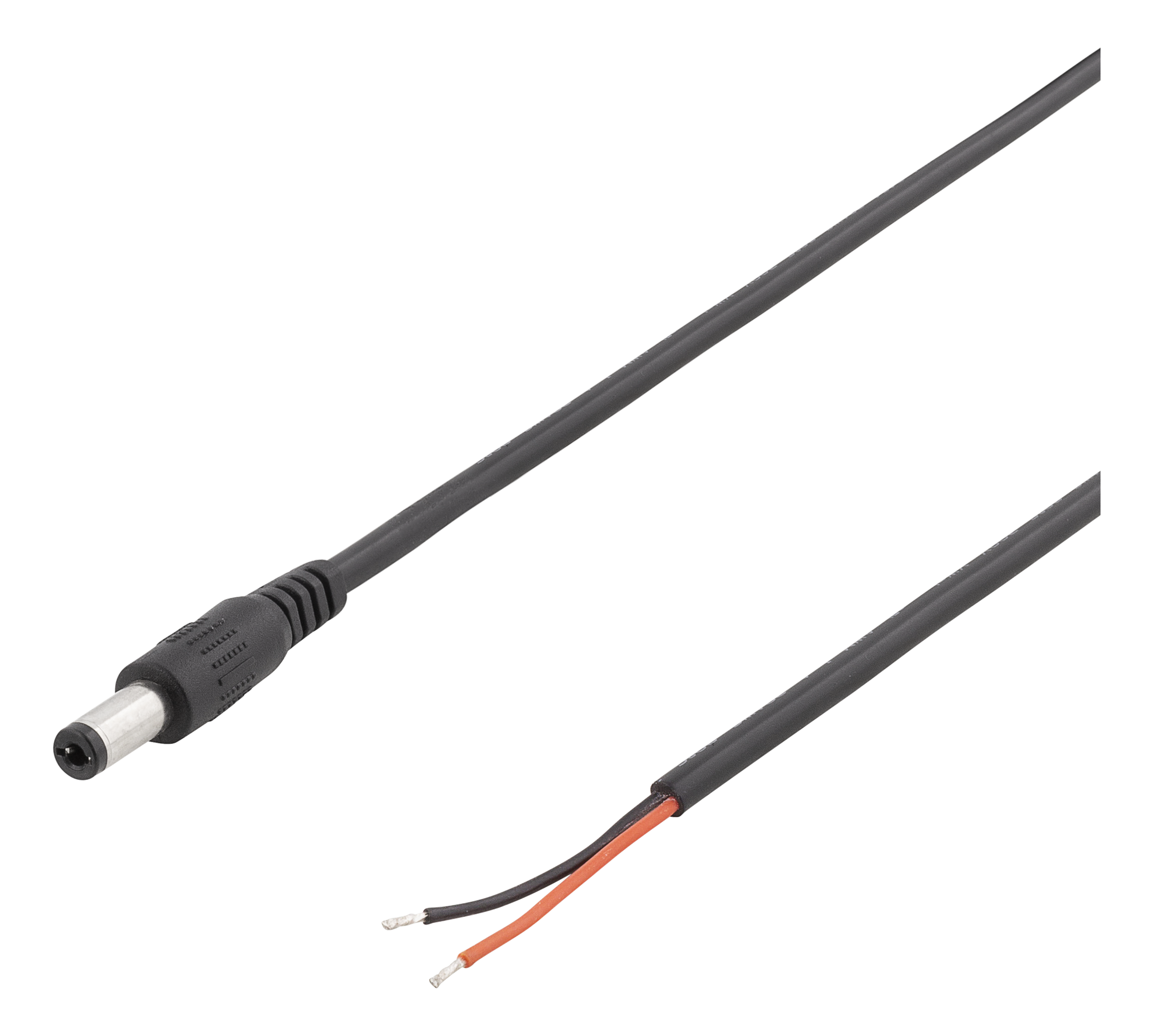 DELTACO 5.5x2.1mm DC для открытого конца провода, 2м, 20AWG, черный
