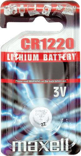 Maxell knappcellsbatteri, CR1220, Литий, 3V, 1 упаковка