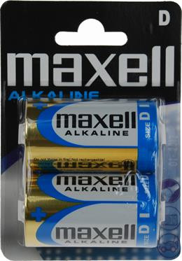 Батарея Maxell, D (LR20), щелочная, 1,5 В, 2 упаковки