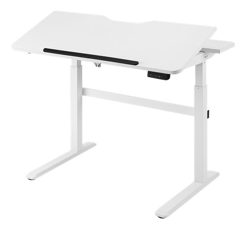 Electric sit / stand desk DELTACO OFFICE with tiltable table top and LED control panel, white / DELO-0100