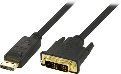 DELTACO DisplayPort to DVI-D Single Link Monitor Cable, Full HD in 60Hz, 1m, black, 20-pin ha - 18 + 1-pin ha / DP-2010