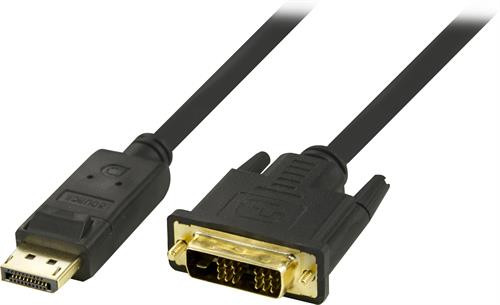 DELTACO DisplayPort to DVI-D Single Link Monitor Cable, Full HD in 60Hz, 3m, black, 20-pin ha - 18 + 1-pin ha / DP-2030