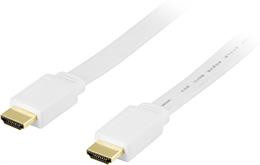 DELTACO flat HDMI cable 4K, UltraHD in 60Hz, 0.5m 19-pin ha-ha, white  HDMI-1005H