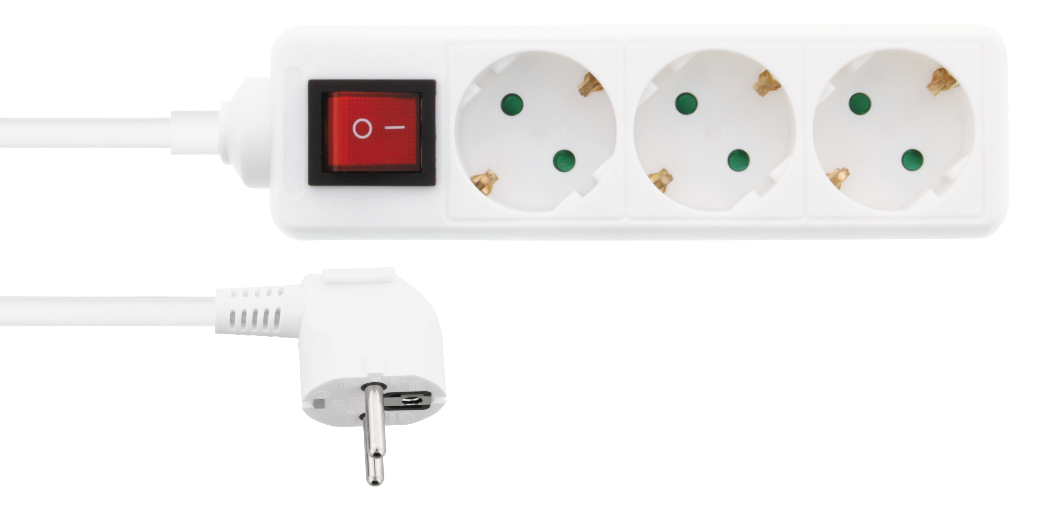 3-way socket NORDIC QUALITY with switch and earth, 1m / 322133