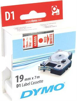 D1, brand tape, 19mm, red text on white tape, 7m - 45805 DYMO / S0720850