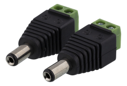 2-pin Terminal block to 5.5 DC, 2-Pack, Screw fix, 5.5 DC male DELTACO black / TBL-1006