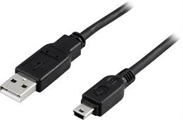 Кабель DELTACO USB 2.0 "A-mini B", 1.0м, черный / USB-24S