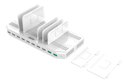 USB-AC153 96W USB Charging Station, 10xUSB-A, Qualcomm QuickCharge 3.0, 5V 2.4A, 11 disconnectors, plastic, white USB-AC153