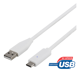 Кабель DELTACO USB 2.0, тип C - тип A ma, 0,25 м, белый