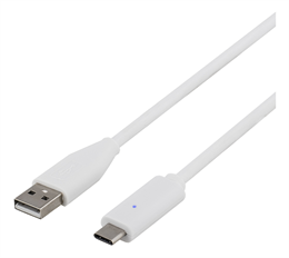 Cable  DELTACO USB 2.0, Type C-Type A have, 2m, white / USBC-1011