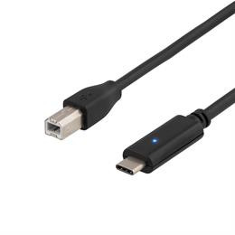 Кабель DELTACO USB 2.0, тип CM - тип BM, 1м, черный