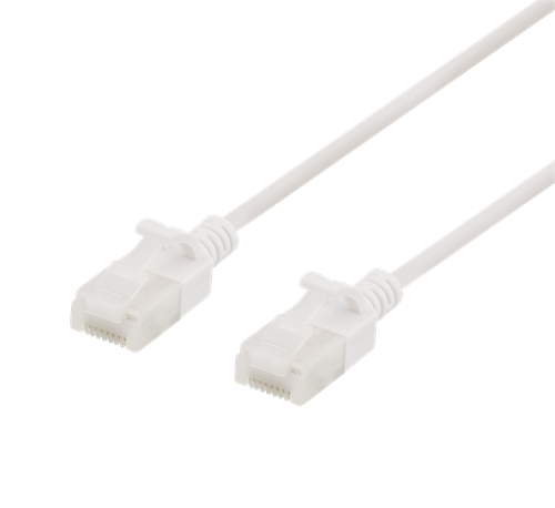 Patch cable DELTACO U/UTP, Cat6a, 1.5m, 500MHz, LSZH, white / UUTP-1038