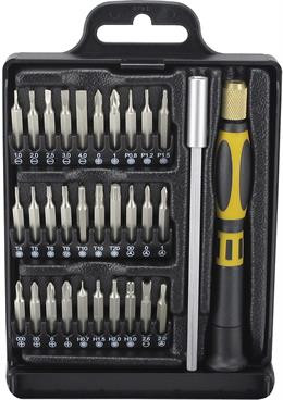 Kit with tools for smartphones, tablets and laptops, 32 parts DELTACOIMP black / yellow / VK-47